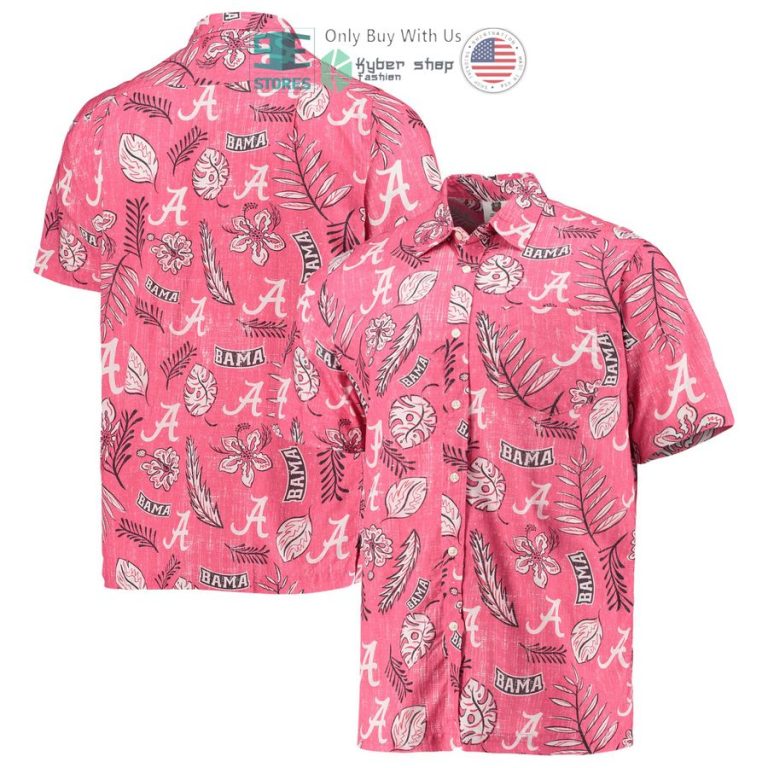 alabama crimson tide wes willy vintage floral crimson hawaiian shirt 1 52897