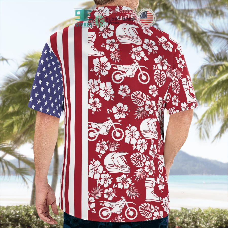 american flag dirt bike flowers red hawaiian shirt shorts 2 70608