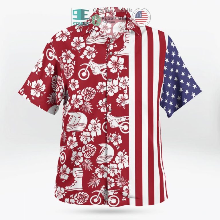 american flag dirt bike flowers red hawaiian shirt shorts 3 50840