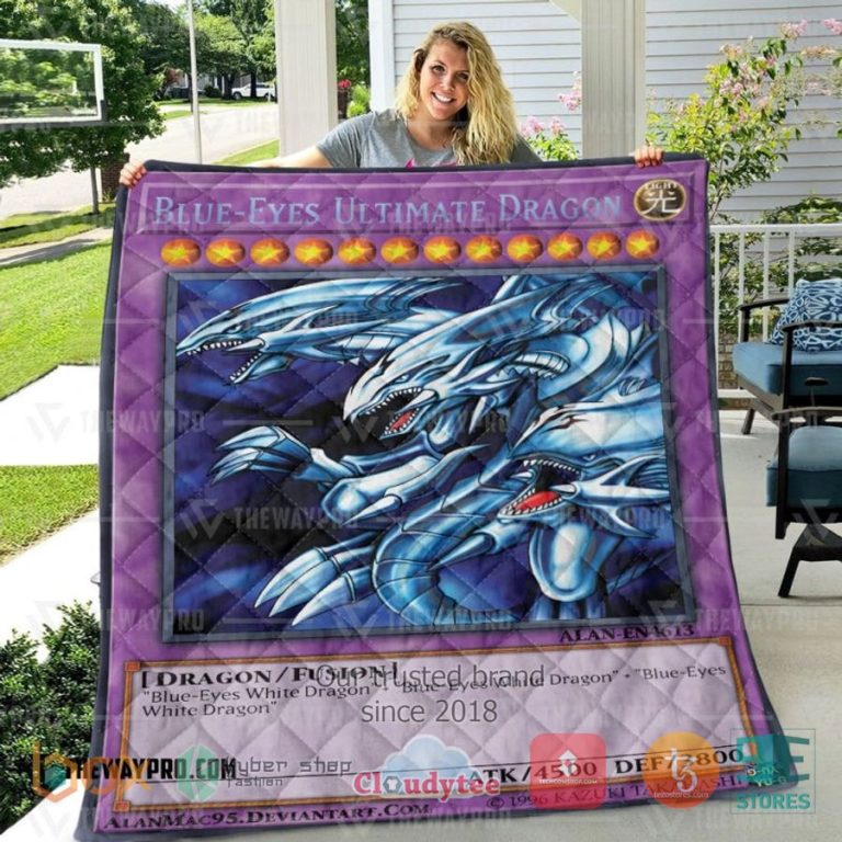 anime yu gi oh blue eyes ultimate dragon quilt 2 5022