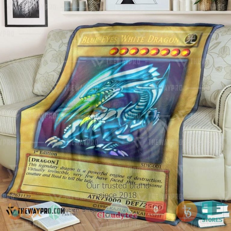 anime yu gi oh blue eyes white dragon 1st edition soft blanket 1 79768