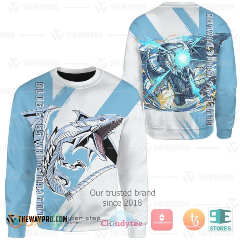 anime yu gi oh blue eyes white dragon 3d sweatshirt sweater 2 24642