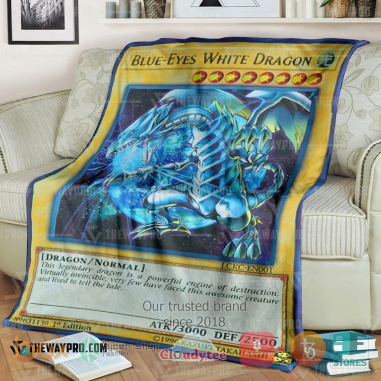 anime yu gi oh blue eyes white dragon soft blanket 1 30241