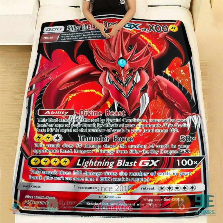 anime yu gi oh pkm slifer the sky dragon gx soft blanket 2 30635