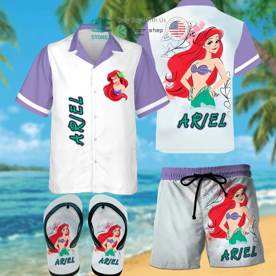 ariel princess hawaiian shirt shorts 1 59337