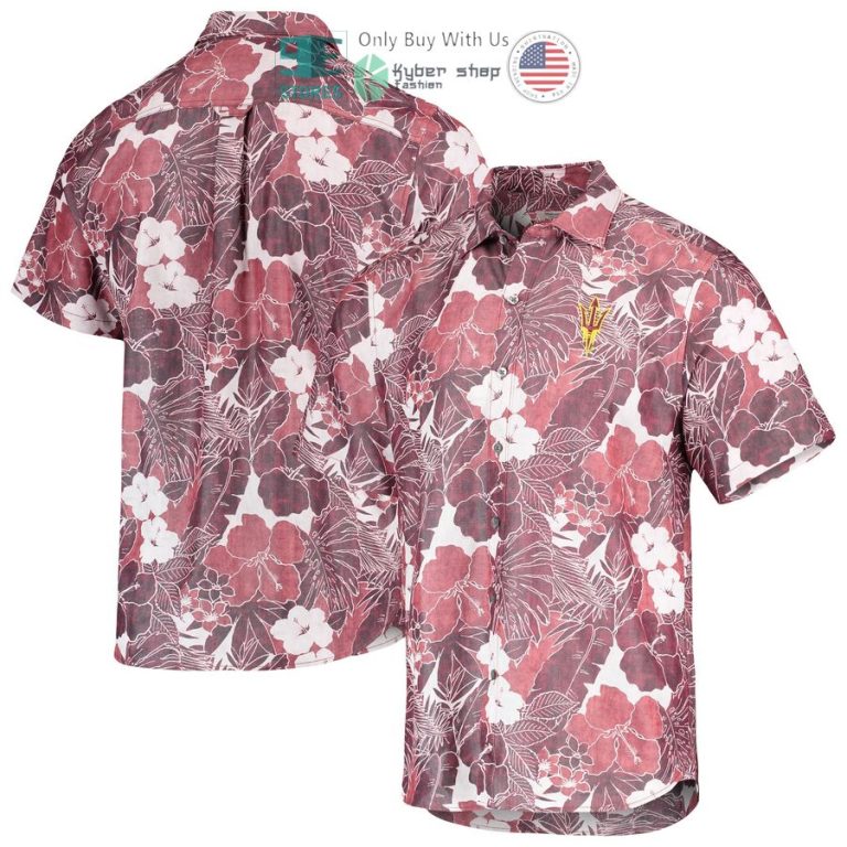 arizona state sun devils tommy bahama coconut point playa flora islandzone maroon hawaiian shirt 1 99505