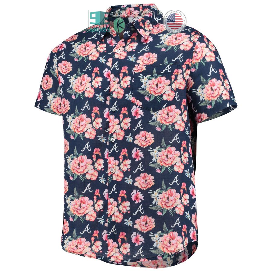 atlanta braves foco floral linen navy hawaiian shirt 2 38776
