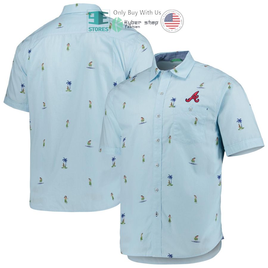 atlanta braves tommy bahama hula all day turquoise hawaiian shirt 1 61256
