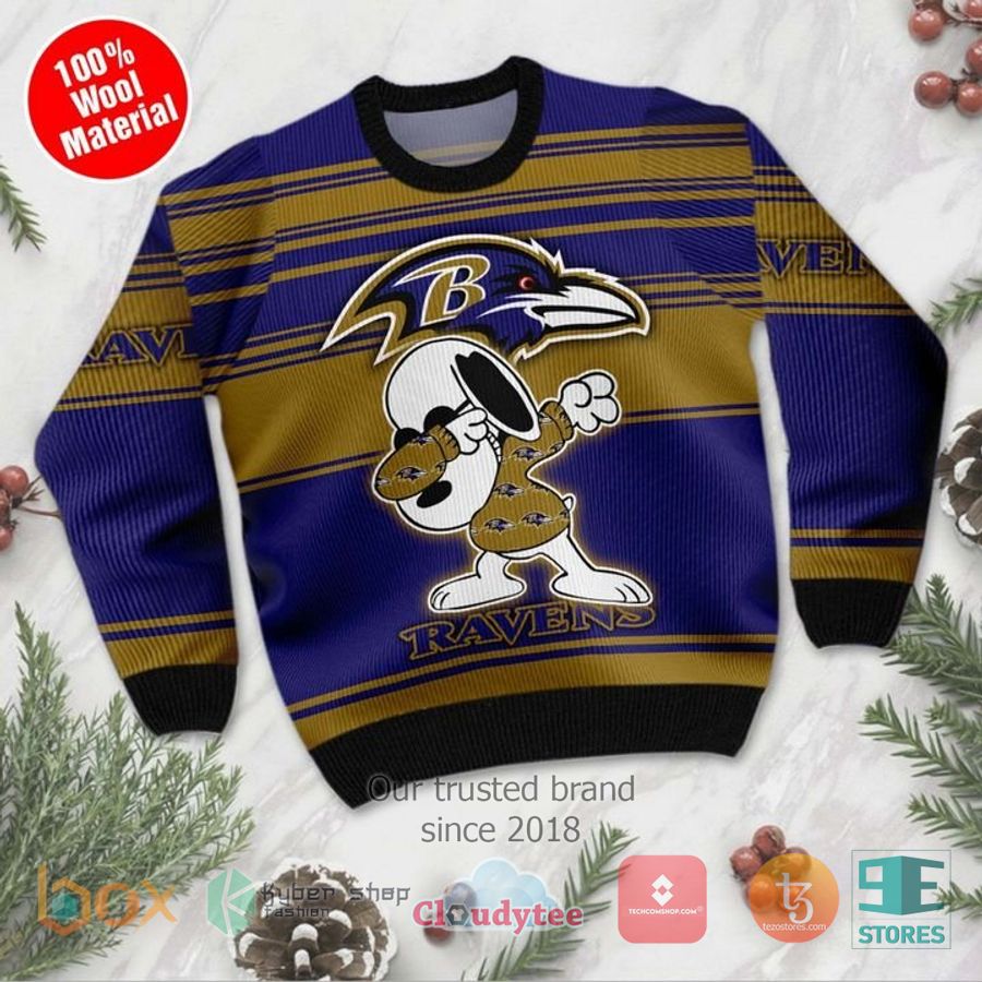 baltimore ravens snoopy dabbing ugly christmas sweater 2 13298