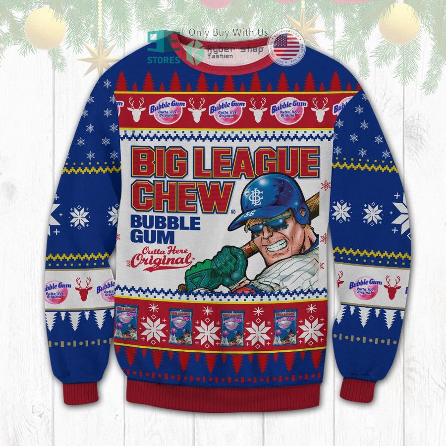 big league chew bubble gum christmas sweatshirt sweater 1 41906