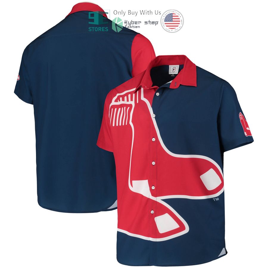 boston red sox big logo navy hawaiian shirt 1 80958