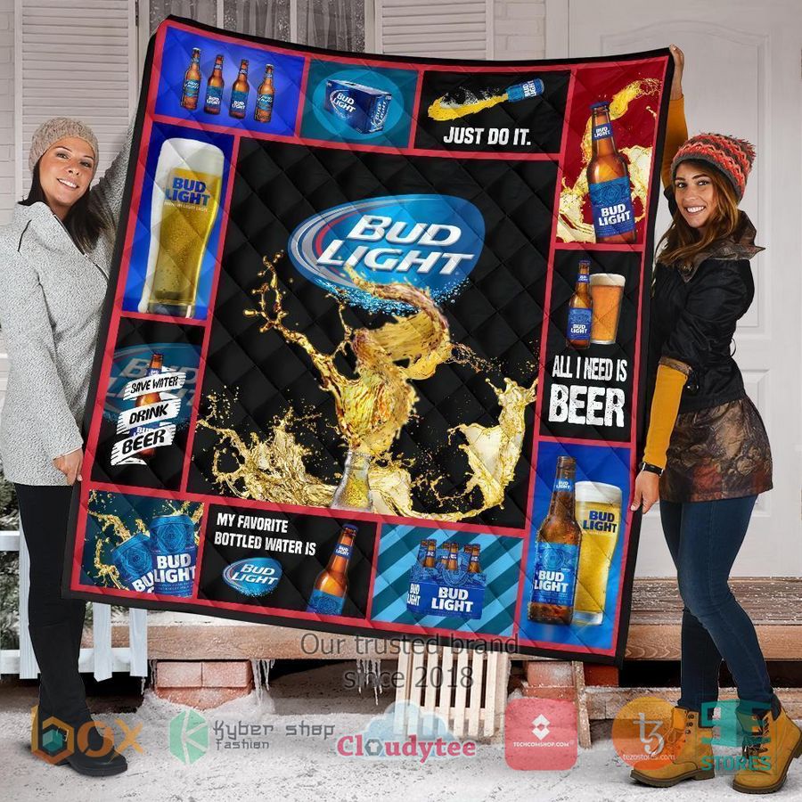 bud light all i need is beer quilt blanket 1 24726