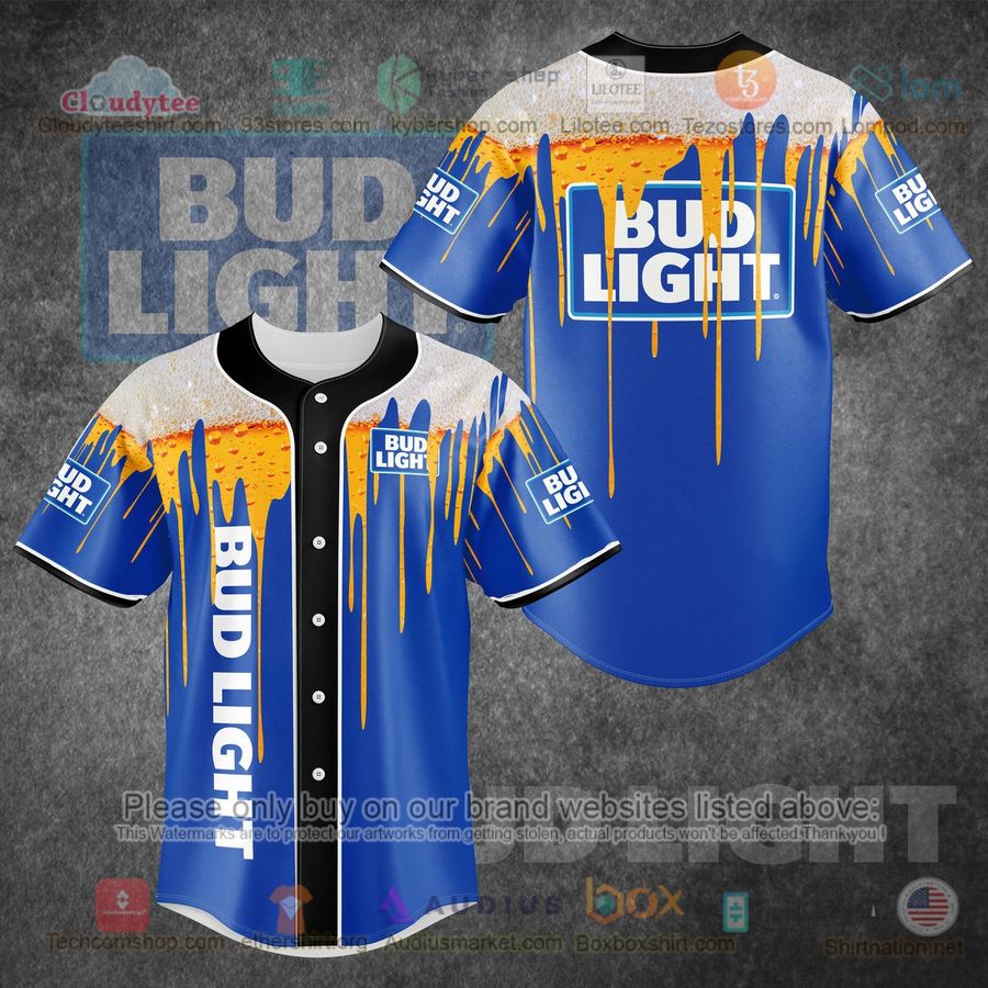 bud light beer blue baseball jersey 1 44950