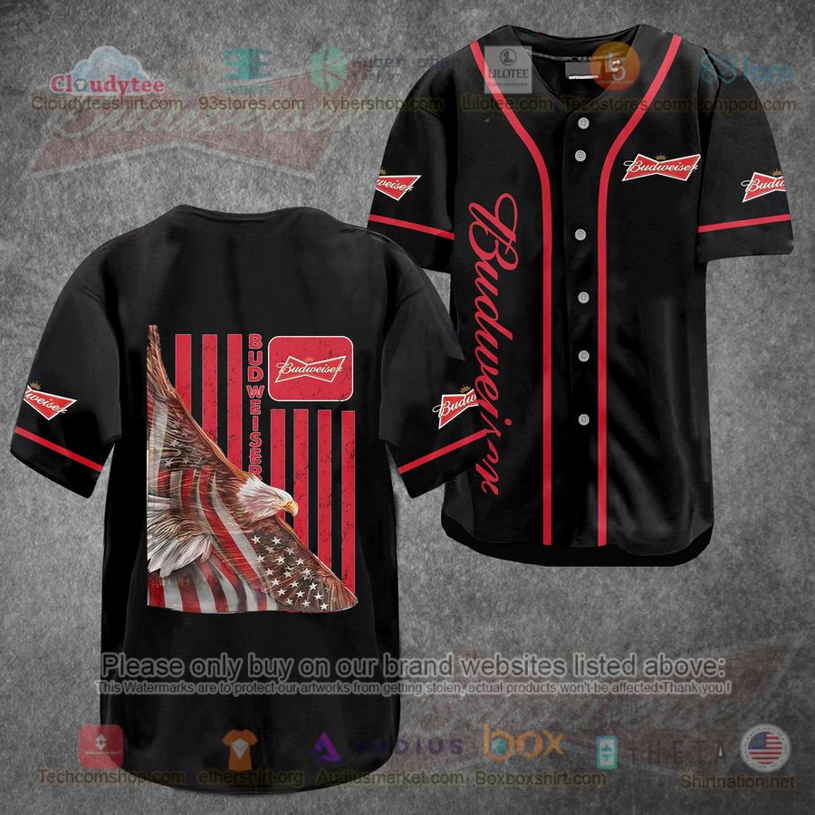 budweiser eagle united states flag red black baseball jersey 1 87495