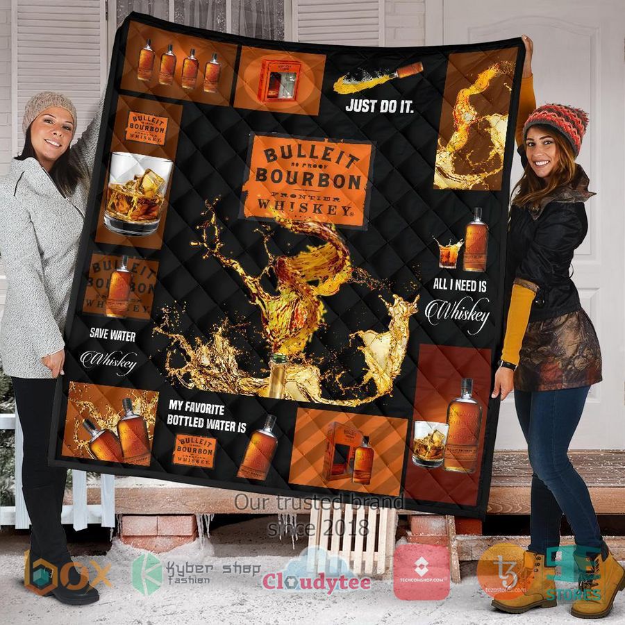 bulleit bourbon all i need is whisky quilt blanket 1 3826