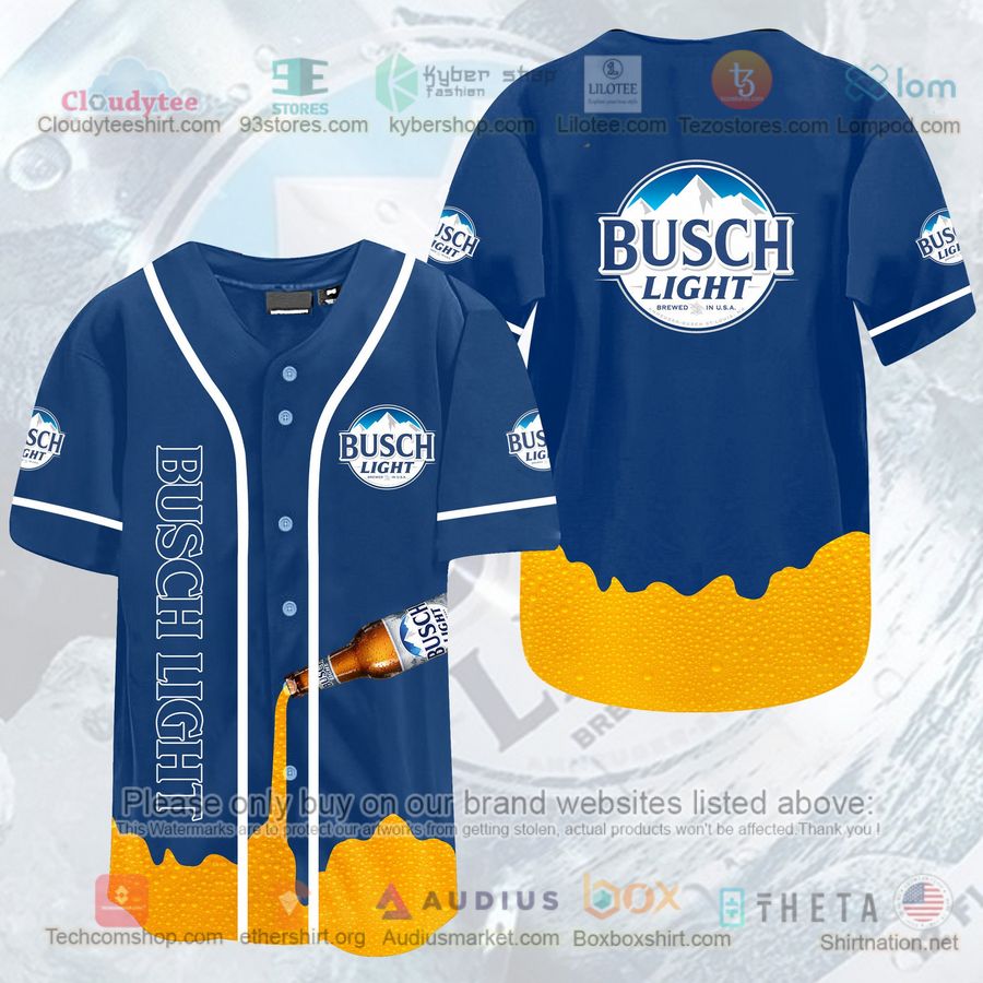 busch light beer blue yellow baseball jersey 1 42080