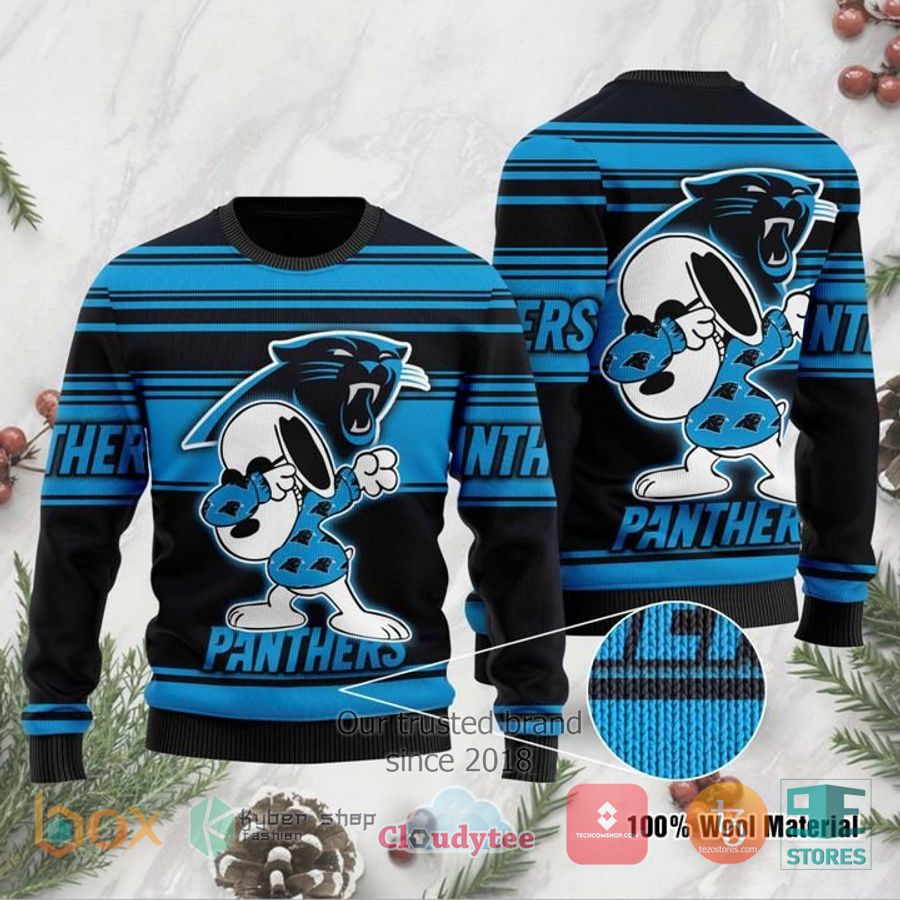 carolina panthers snoopy dabbing ugly christmas sweater 1 77785