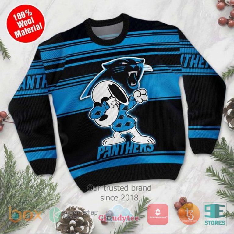 carolina panthers snoopy dabbing ugly christmas sweater 3 80604