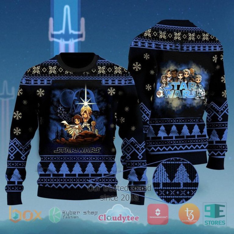 cartoon star wars characters ugly christmas sweater 1 40024