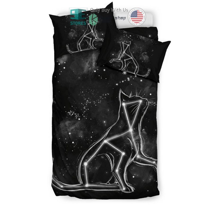 cat constellation black bedding set 2 86678