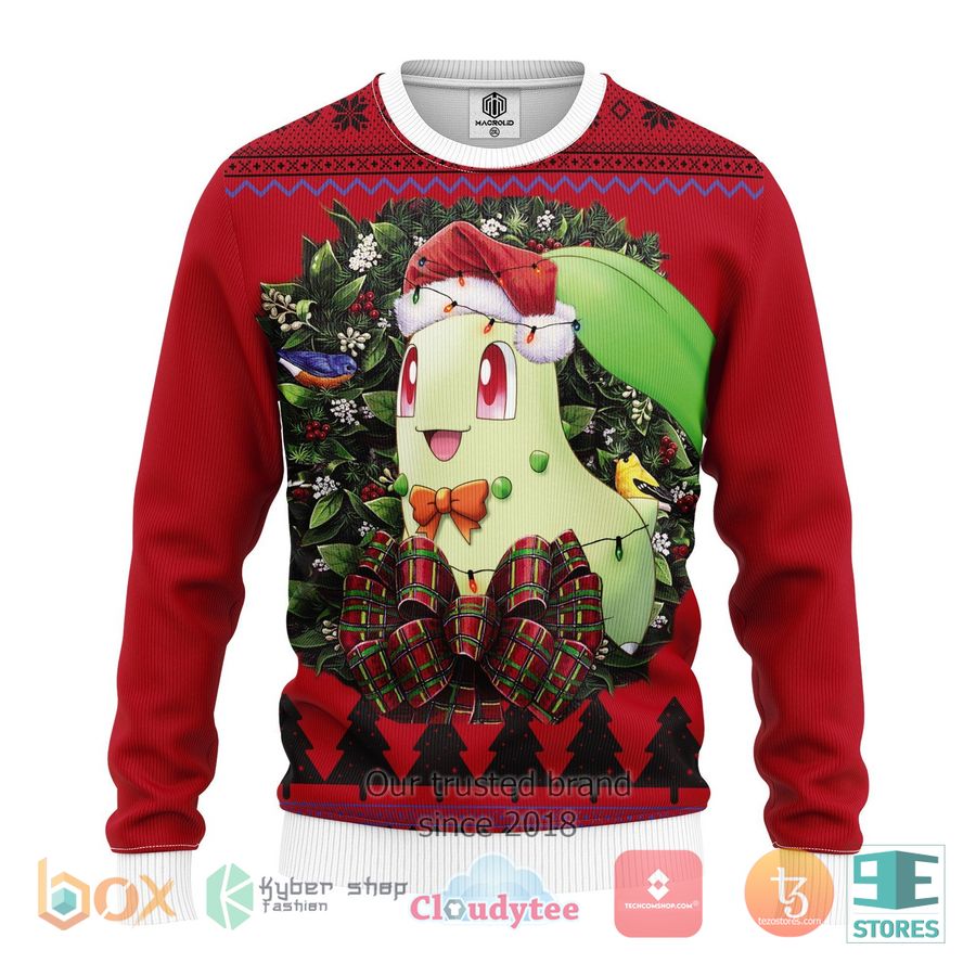 chikorita pokemon ugly christmas sweater 1 78332