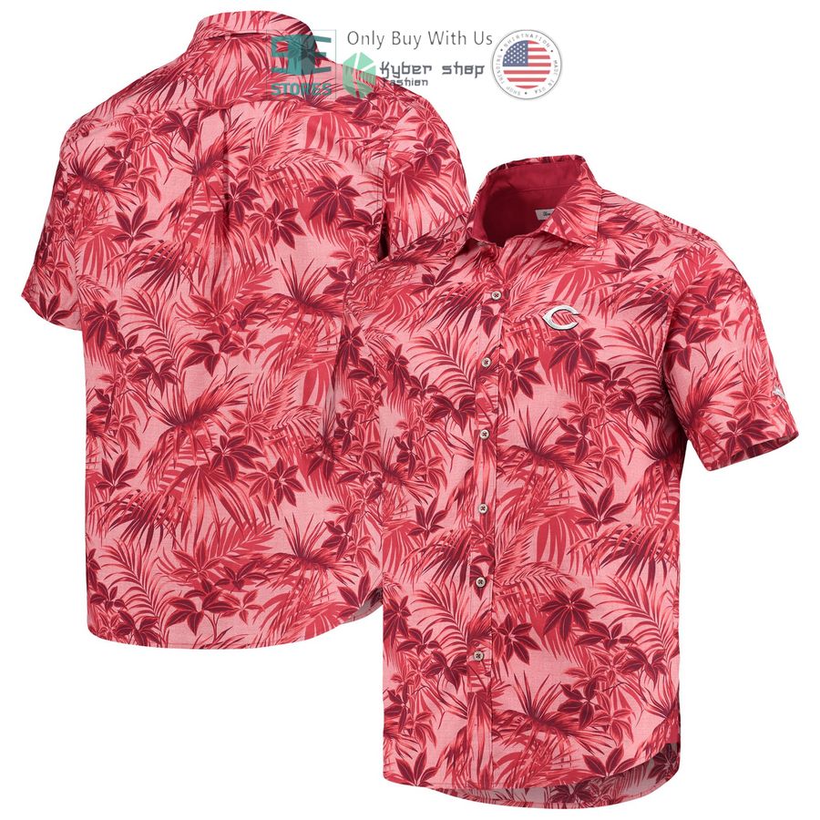 cincinnati reds tommy bahama sport reign forest fronds red hawaiian shirt 1 46496