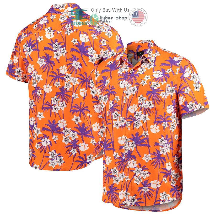 clemson tigers college floral orange hawaiian shirt 1 20729