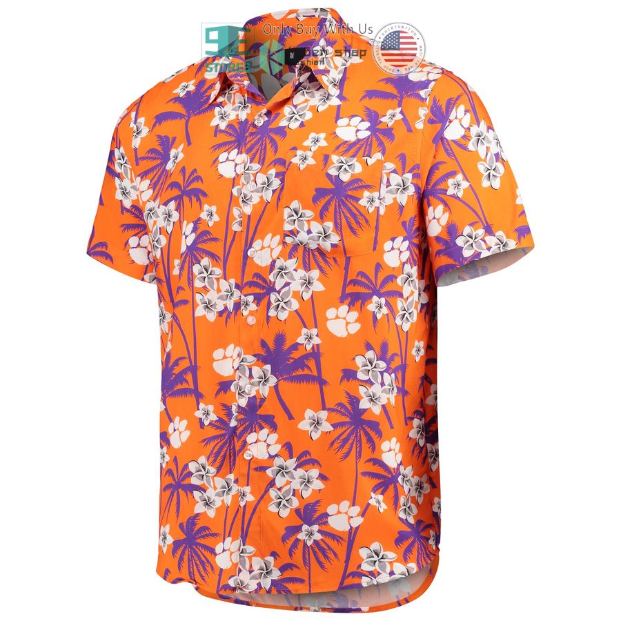 clemson tigers college floral orange hawaiian shirt 2 7637
