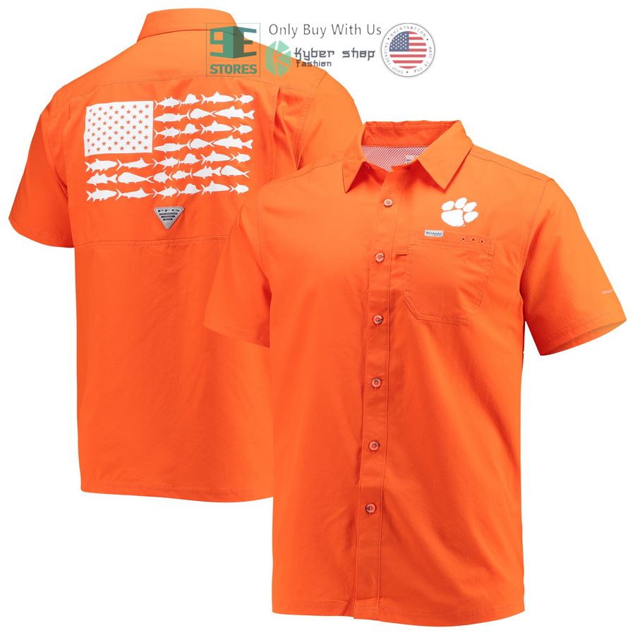 clemson tigers columbia pfg slack tide camp orange hawaiian shirt 1 96283