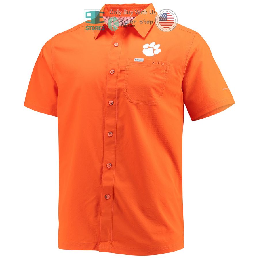 clemson tigers columbia pfg slack tide camp orange hawaiian shirt 2 58616