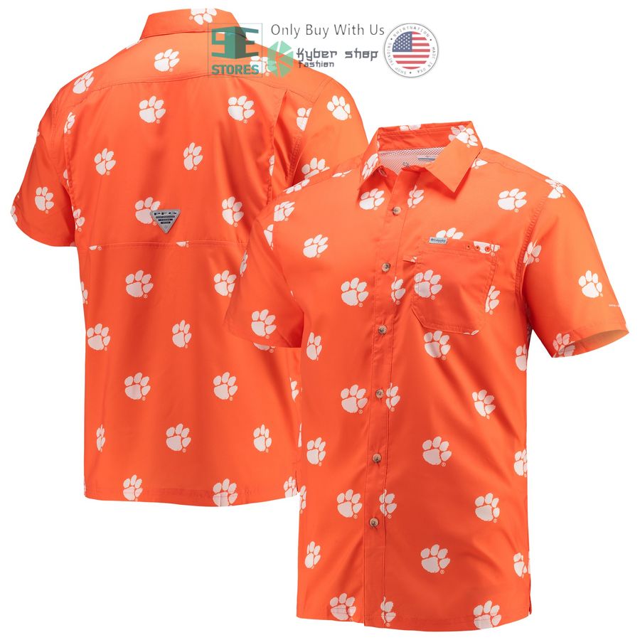clemson tigers columbia super slack tide orange hawaiian shirt 1 48407
