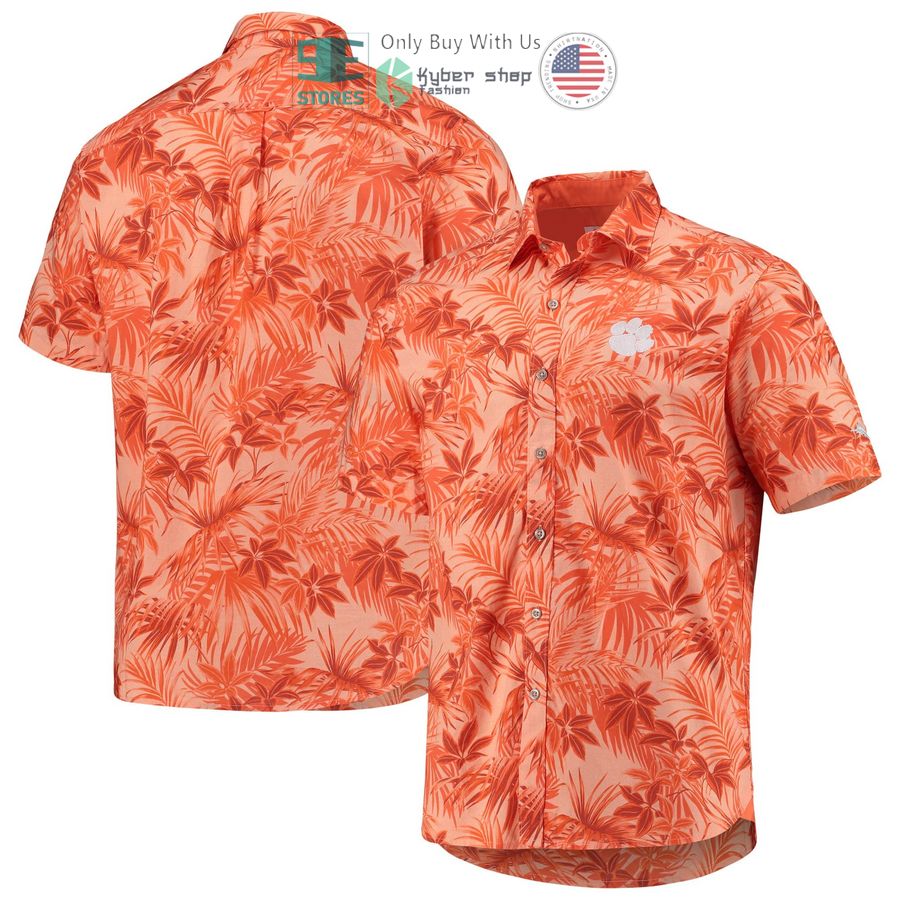 clemson tigers tommy bahama reign forest fronds orange hawaiian shirt 1 62637