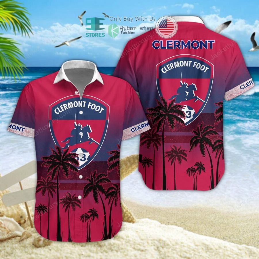 clermont foot auvergne 63 palm tree hawaiian shirt shorts 1 55044
