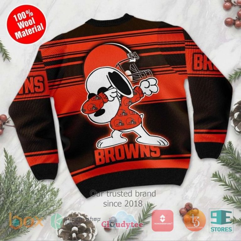 cleveland browns snoopy dabbing ugly christmas sweater 3 58647