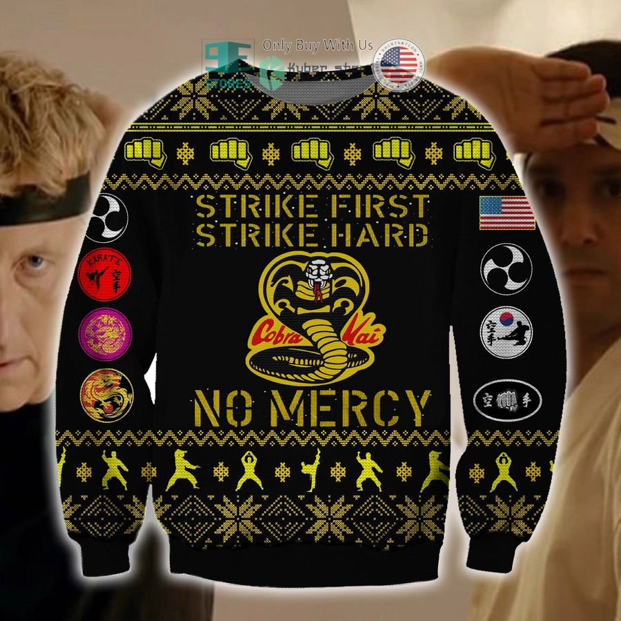 cobra kai strike first strike hard no mercy sweatshirt sweater 1 43422