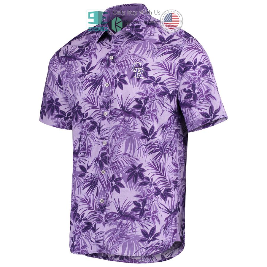 colorado rockies tommy bahama sport reign forest fronds purple hawaiian shirt 2 33469