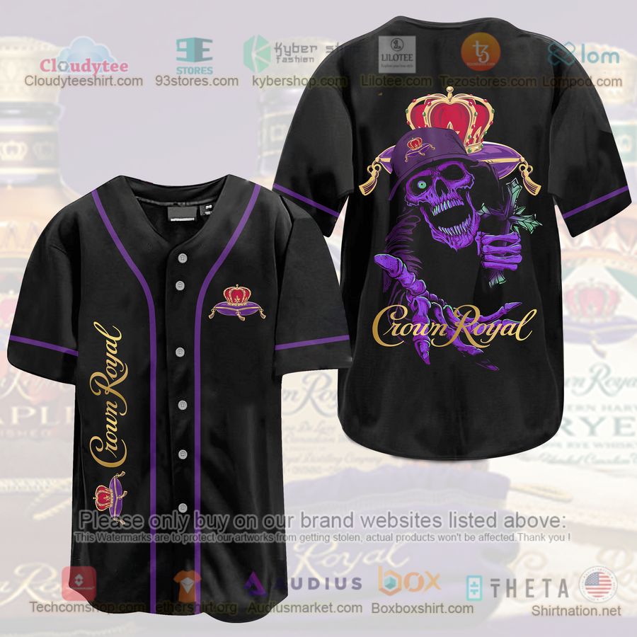 crown royal skeleton black baseball jersey 1 74509