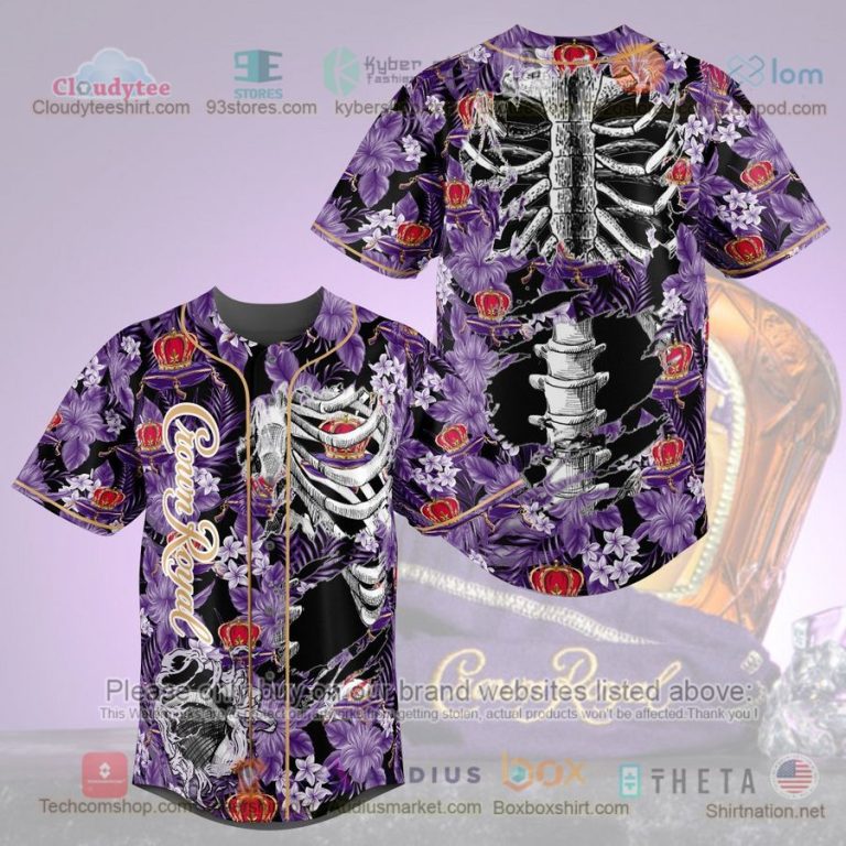 crown royal skeleton flowers baseball jersey 1 24278