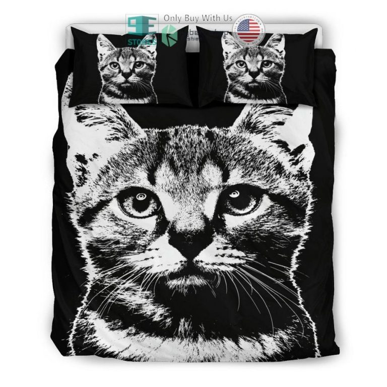 cute cat black white bedding set 3 61106