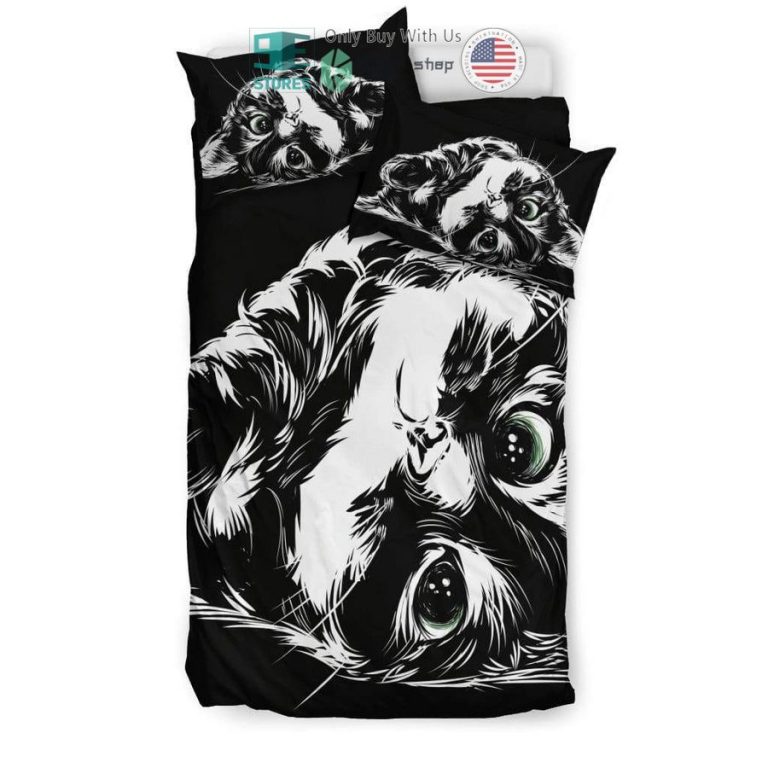 cute cat lie black white bedding set 2 27462