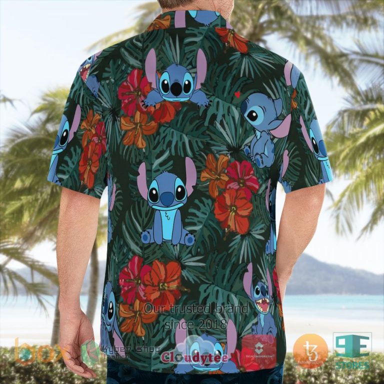 cute stitch tropical flowers leaves hawaiian shirt 2 37397