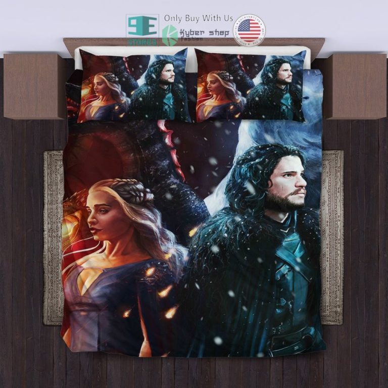 daenerys targaryen jon snow game of throne black bedding set 1 7026