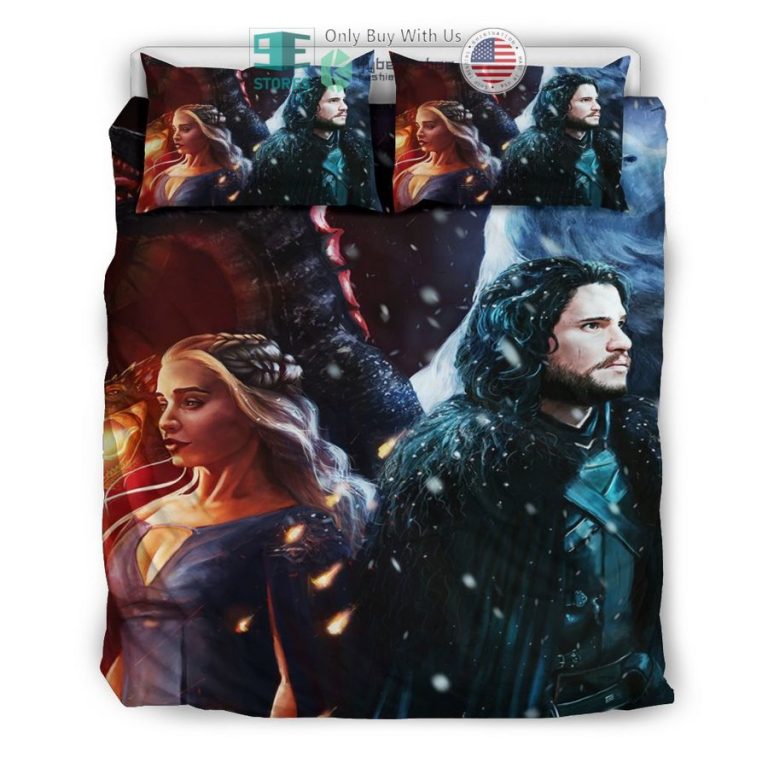 daenerys targaryen jon snow game of throne black bedding set 3 64188