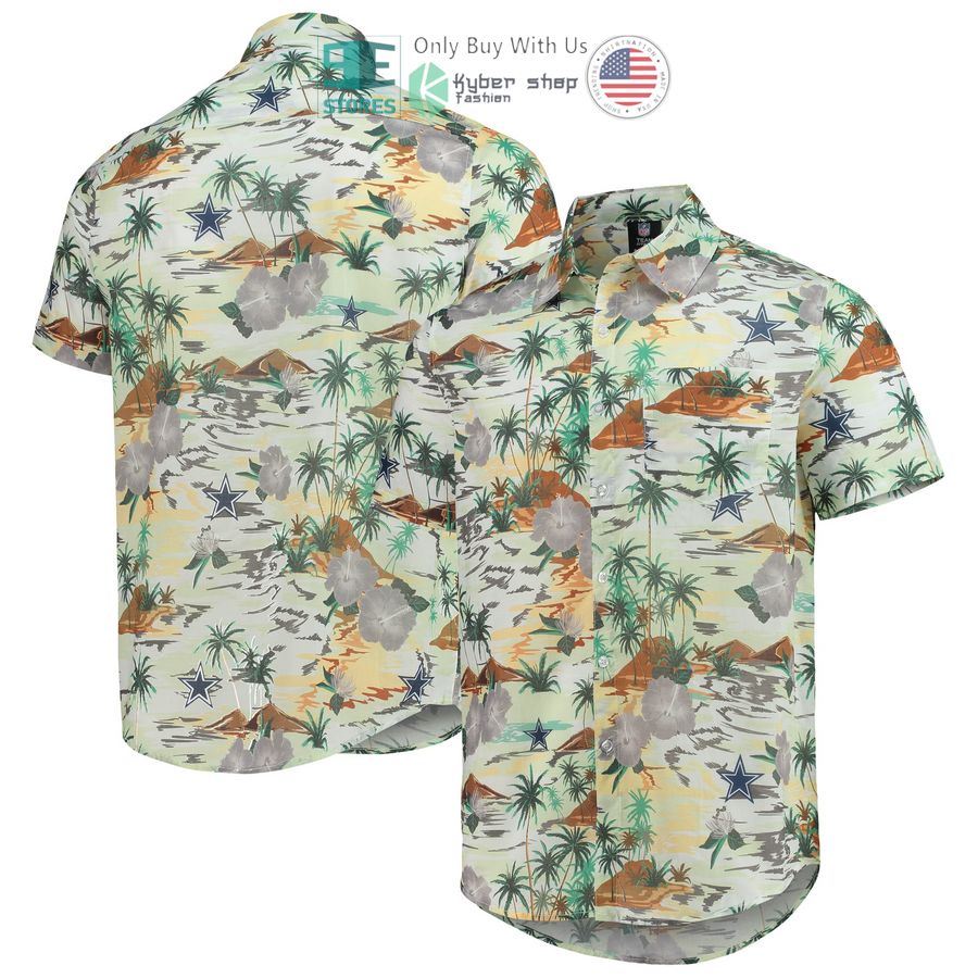 dallas cowboys foco paradise floral tan hawaiian shirt 1 66142