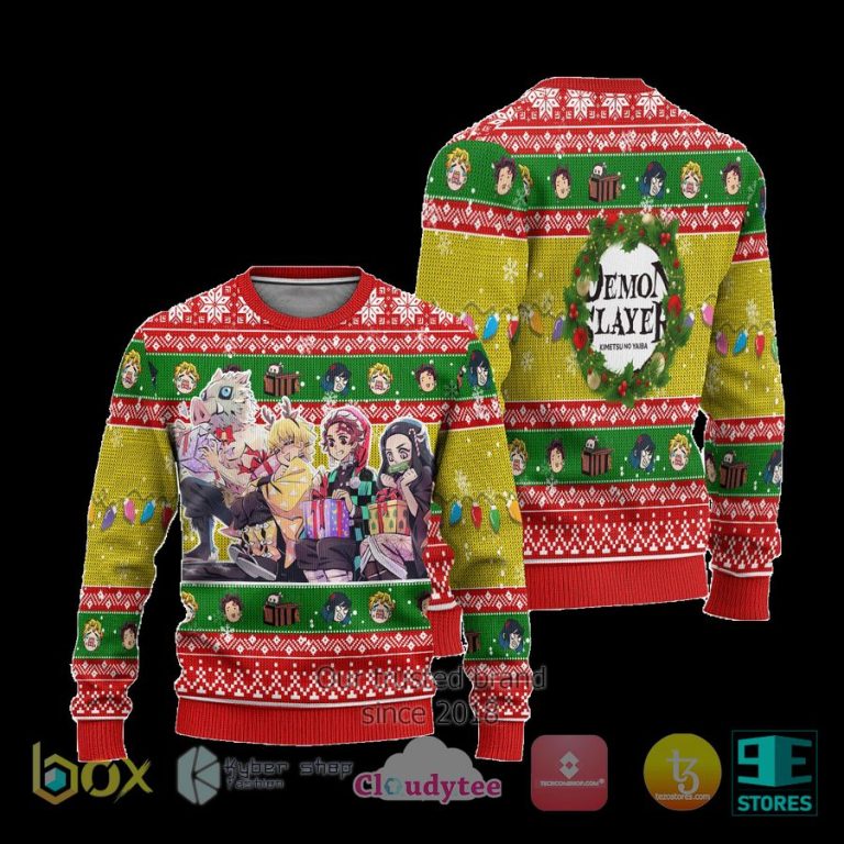 demon slayer anime characters xmas ugly christmas sweater 3 4594