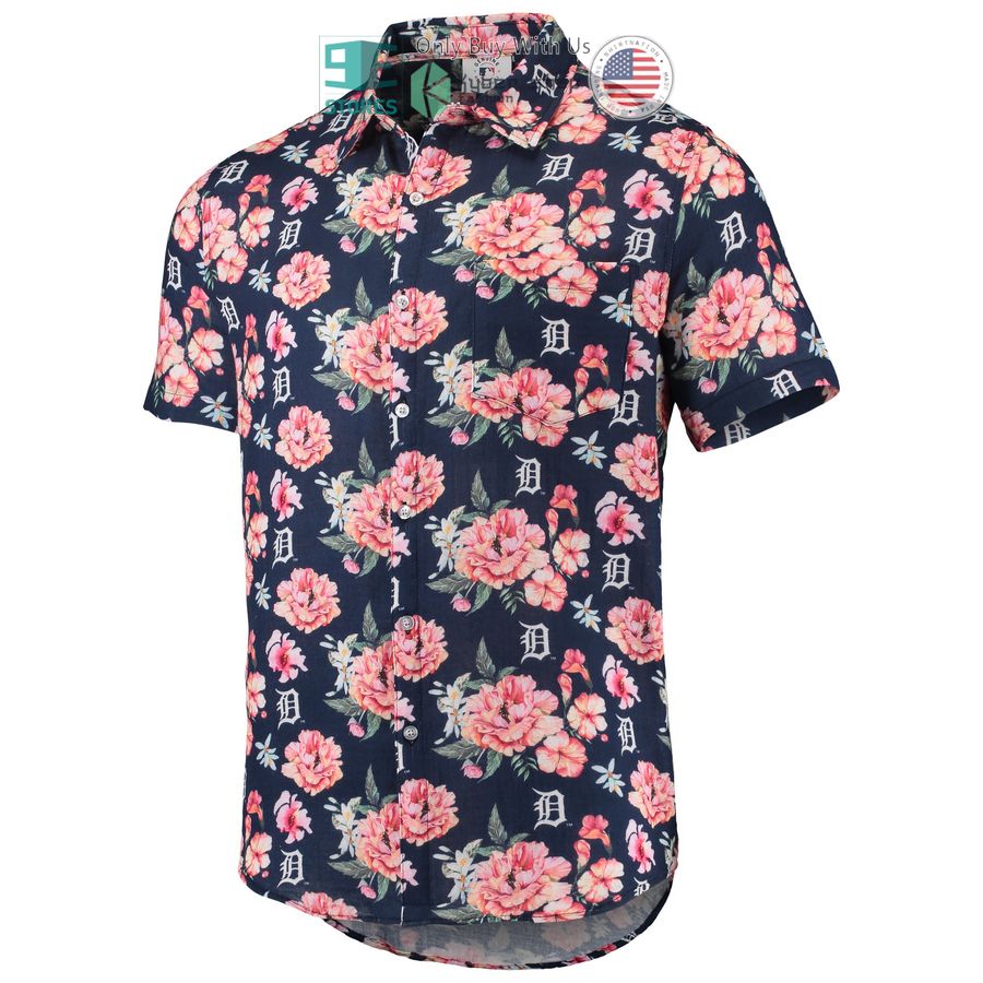 detroit tigers foco floral linen navy hawaiian shirt 2 86834