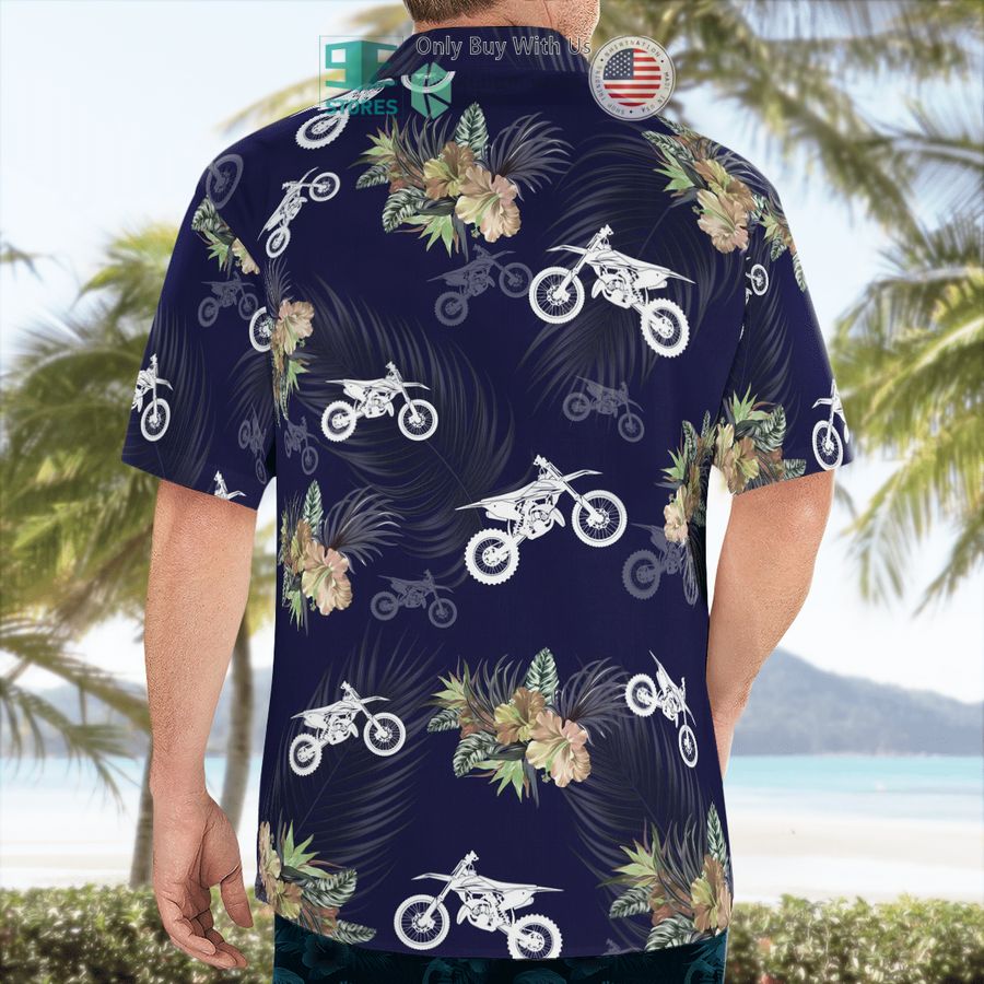 dirt bike flowers dark blue hawaiian shirt shorts 2 83353