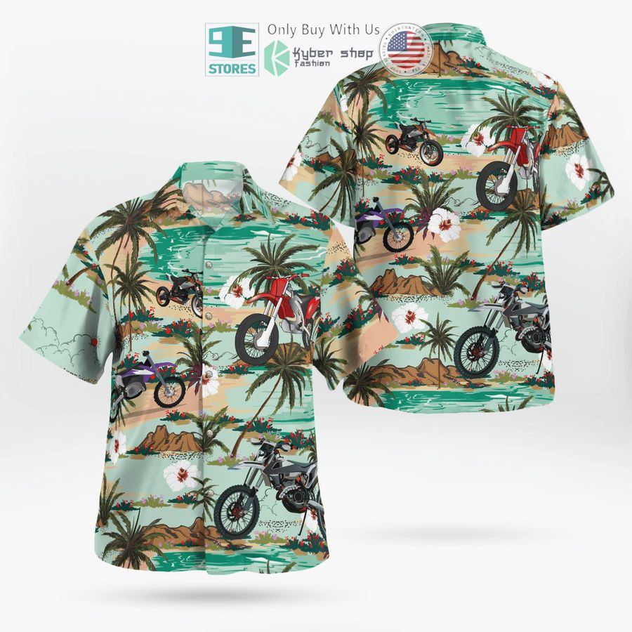 dirt bike palm tree green hawaiian shirt shorts 1 39987