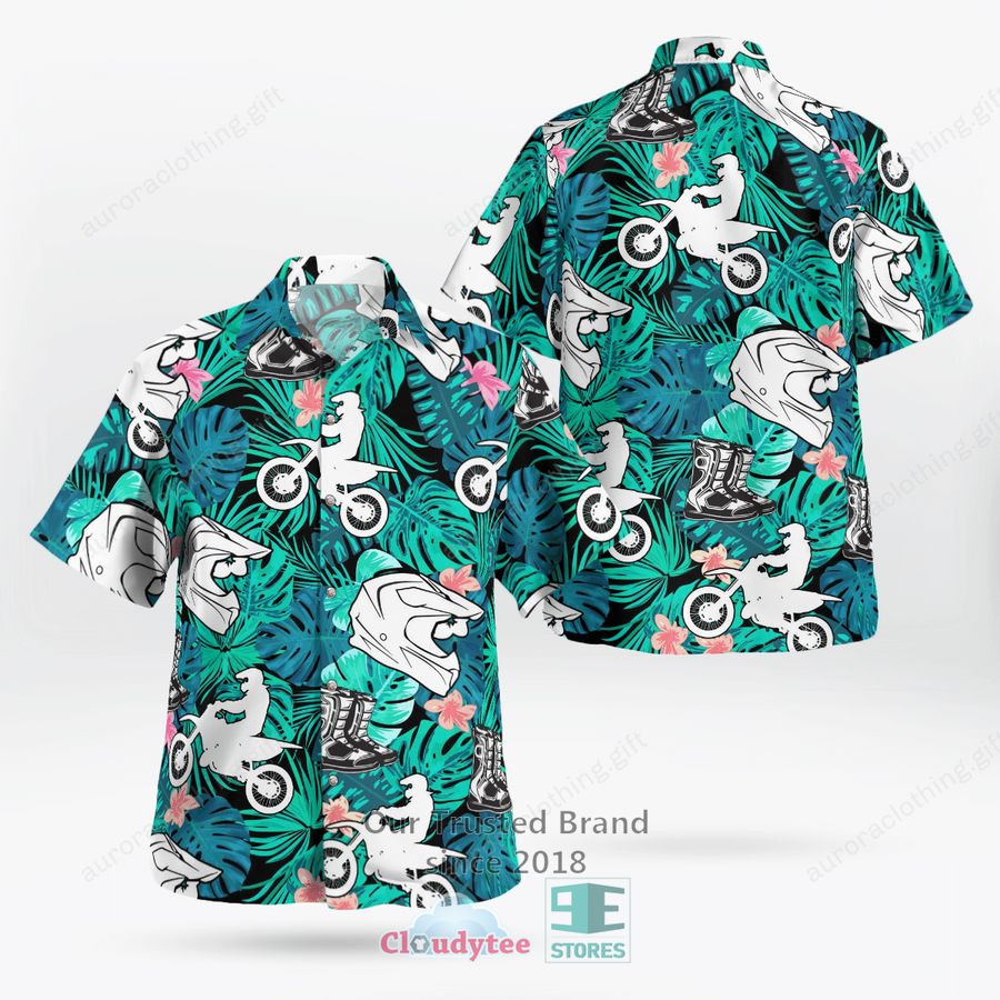 dirt bike tropcial leaves hawaiian shirt shorts 1 40424