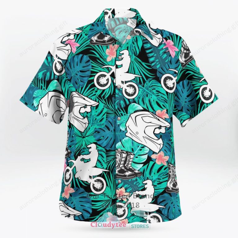 dirt bike tropcial leaves hawaiian shirt shorts 3 96976